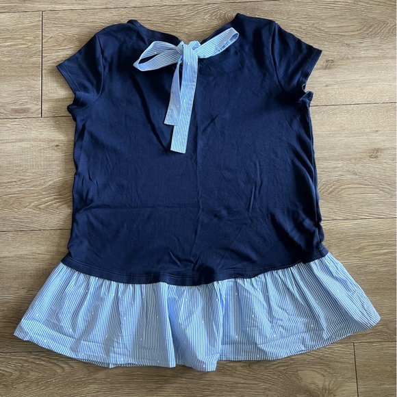 Halogen Top Navy and White Patterned Peplum - Picture 4 of 6